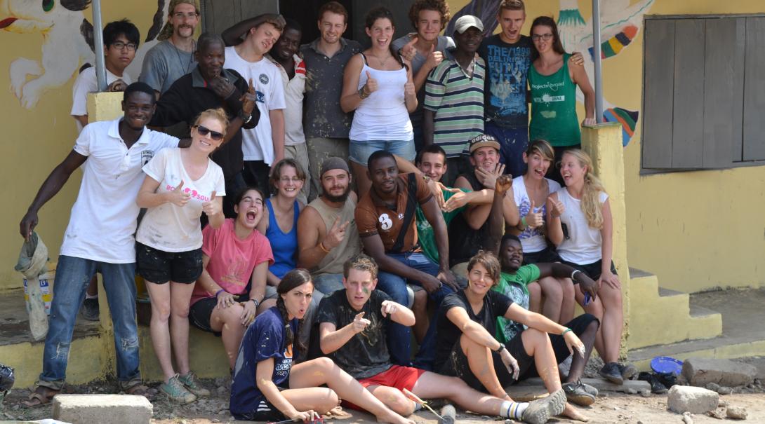 Projects Abroad volunteers are having fun while working on a building project in Ghana during their gap year abroad. Projects Abroad volunteers are having fun while working on a building project in Ghana during their gap year abroad.